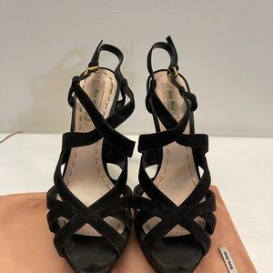 Miu Miu platform crisscross sandal black 39.5